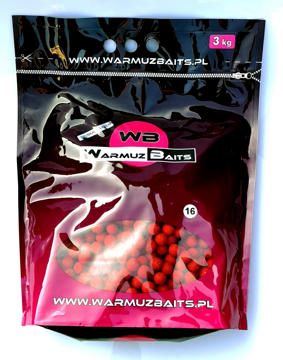 WarmuzBaits - Kulki zanętowe Truskawka Kremrozmiar 16 mm / 3kg (worek) - MPN: 67023 - EAN: 5902537373440