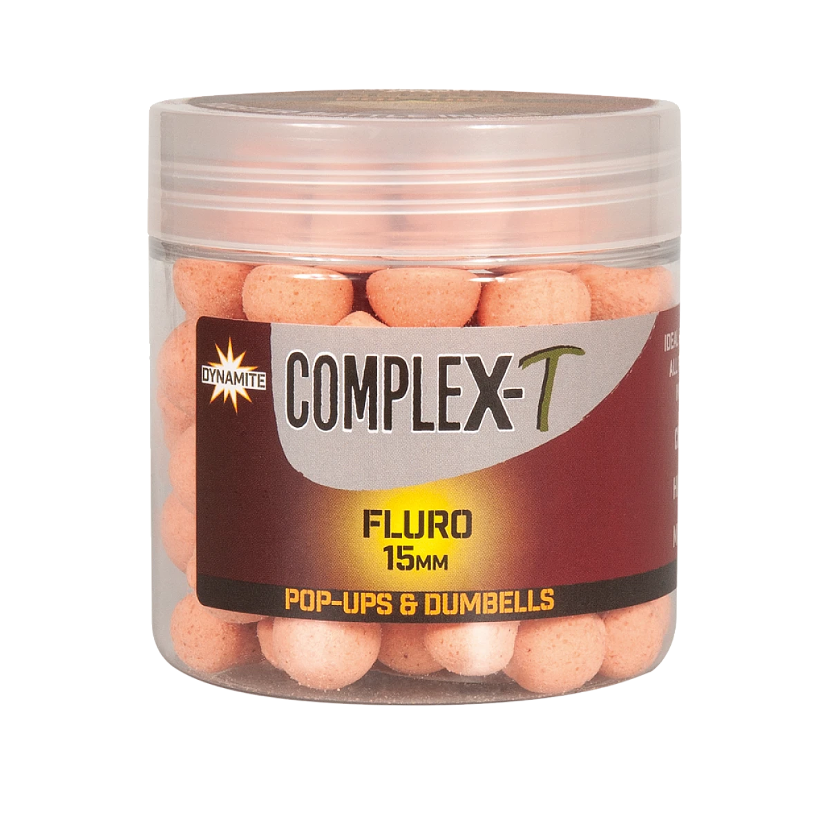 DynamiteBaits Fluro Pop-Ups & Dumbells - Complex-T velikost 15 mm - MPN: DY1098 - EAN: 5031745215812