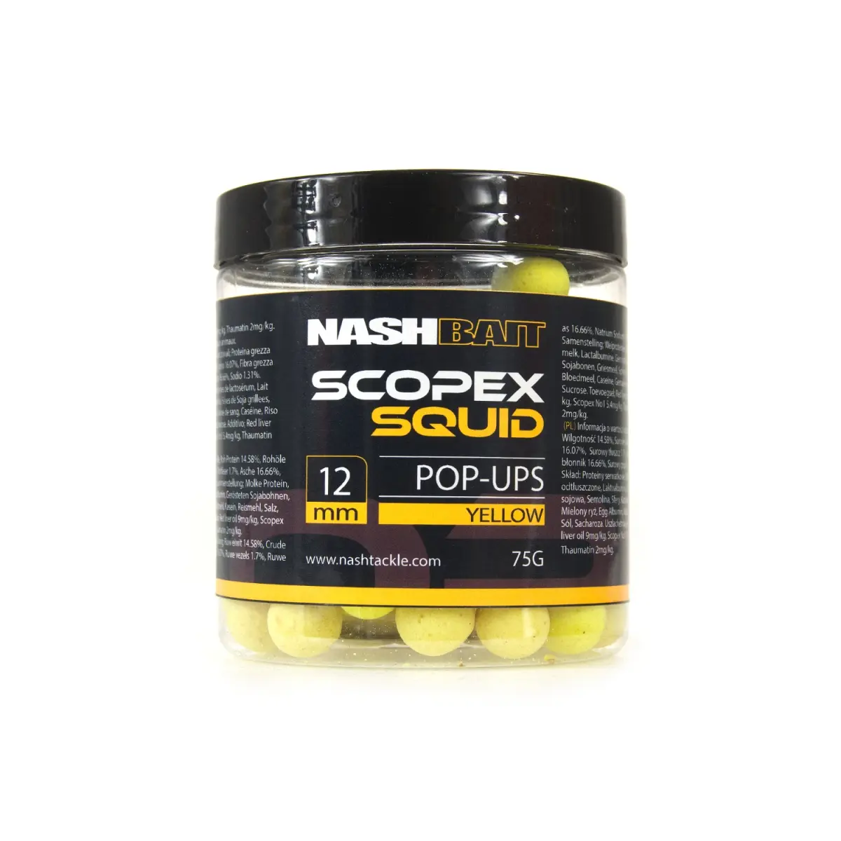 Nash Pop Ups Yellow - Scopex Squid mărimea 12 mm / 50g - MPN: B6835 - EAN: 5055108868354