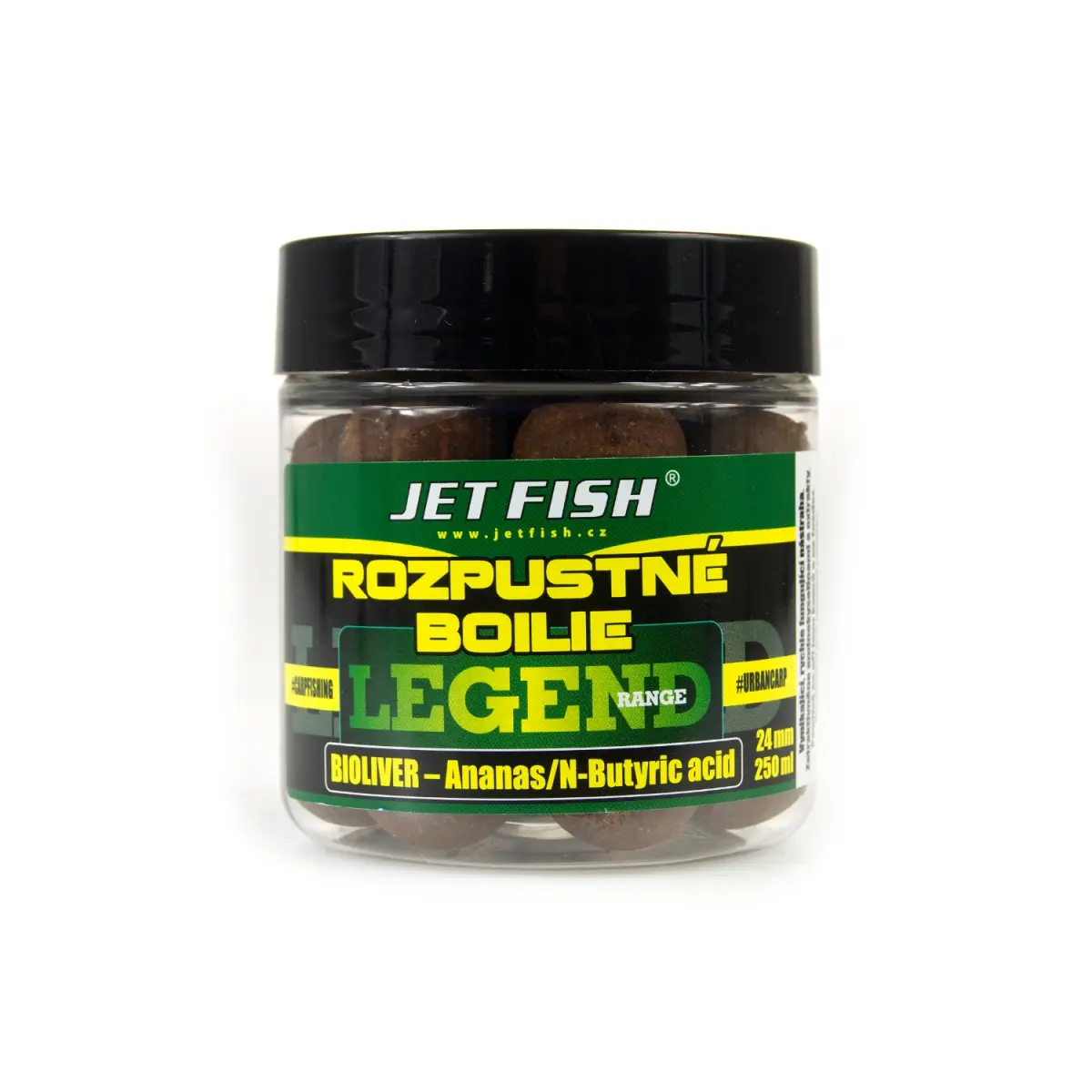 Jetfish Legend Soluble Boilies Bioliver - Pineapple / N-Butyric Acidmărimea 24mm - MPN: 000130 - EAN: 00001304