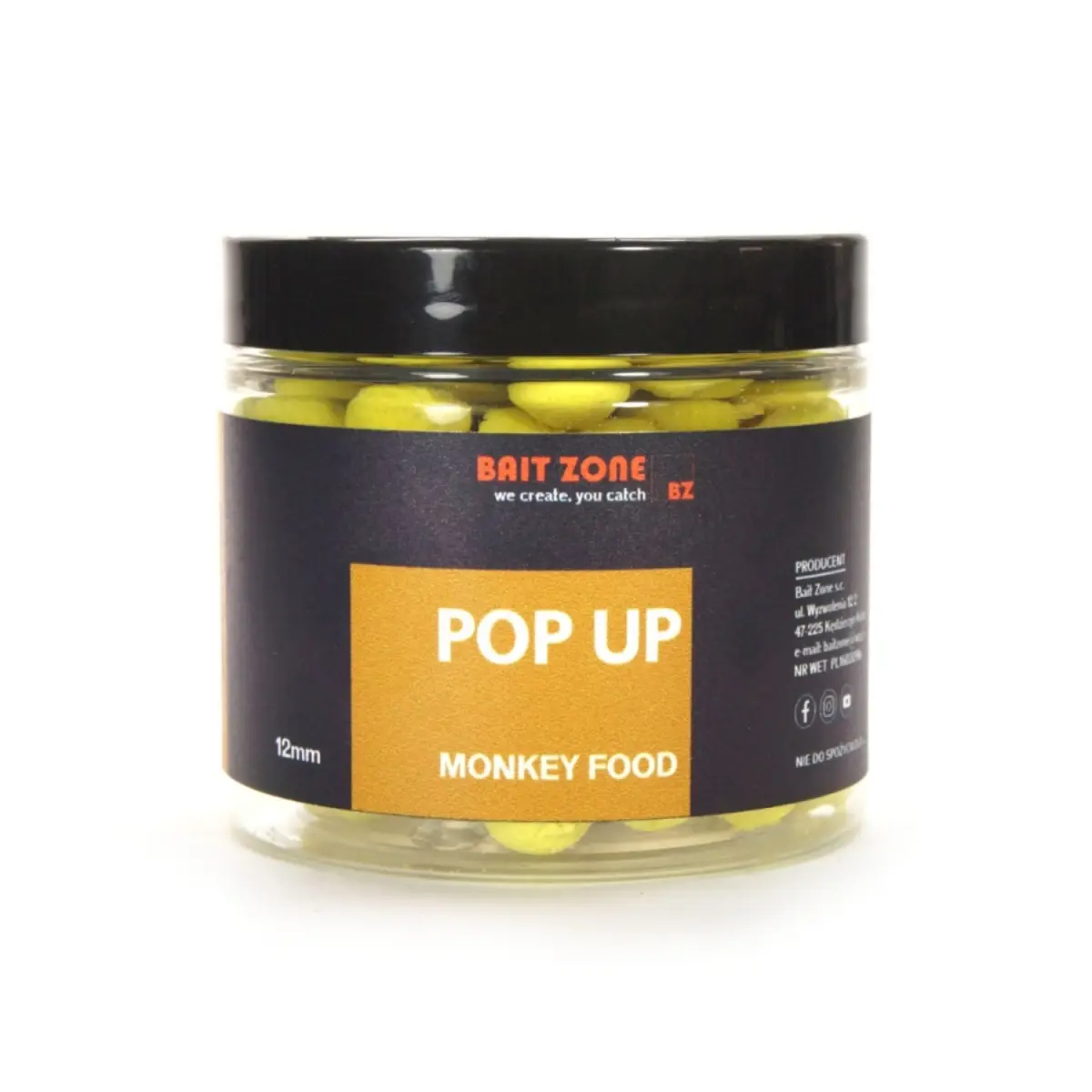 Bait Zone Pop Up Boilies Monkey Foodmărimea 12mm / 250ml - MPN: BZPOPMF12 - EAN: 200000046361