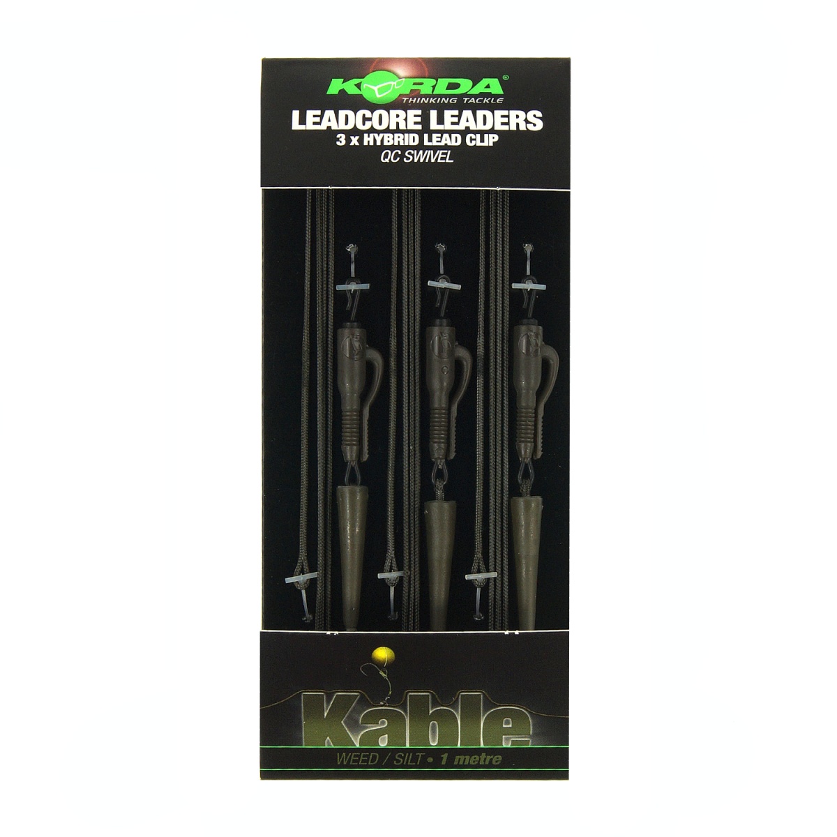 Korda Leadcore Leader Hybrid Lead Clip QC Swivelcolor Weed/Silt / Green - MPN: LLHQW - EAN: 5060461125921