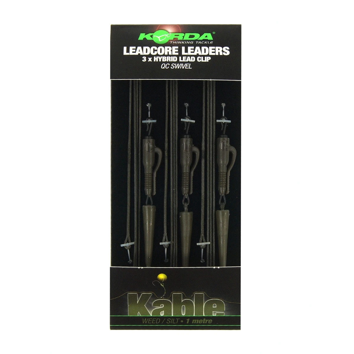 Korda Leadcore Leader Hybrid Lead Clip QC Swivelkolor Weed/Silt / zielony - MPN: LLHQW - EAN: 5060461125921