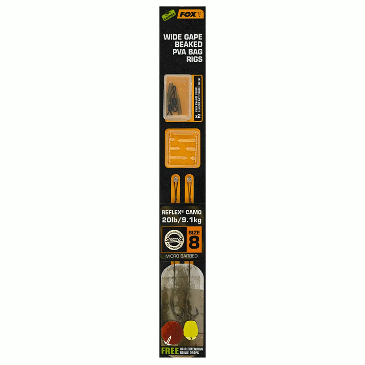 Fox Wide Gape Baked PVA Bag Ready Rigsversione amo nr 8 / 20lb - MPN: CCR174 - EAN: 5056212123810