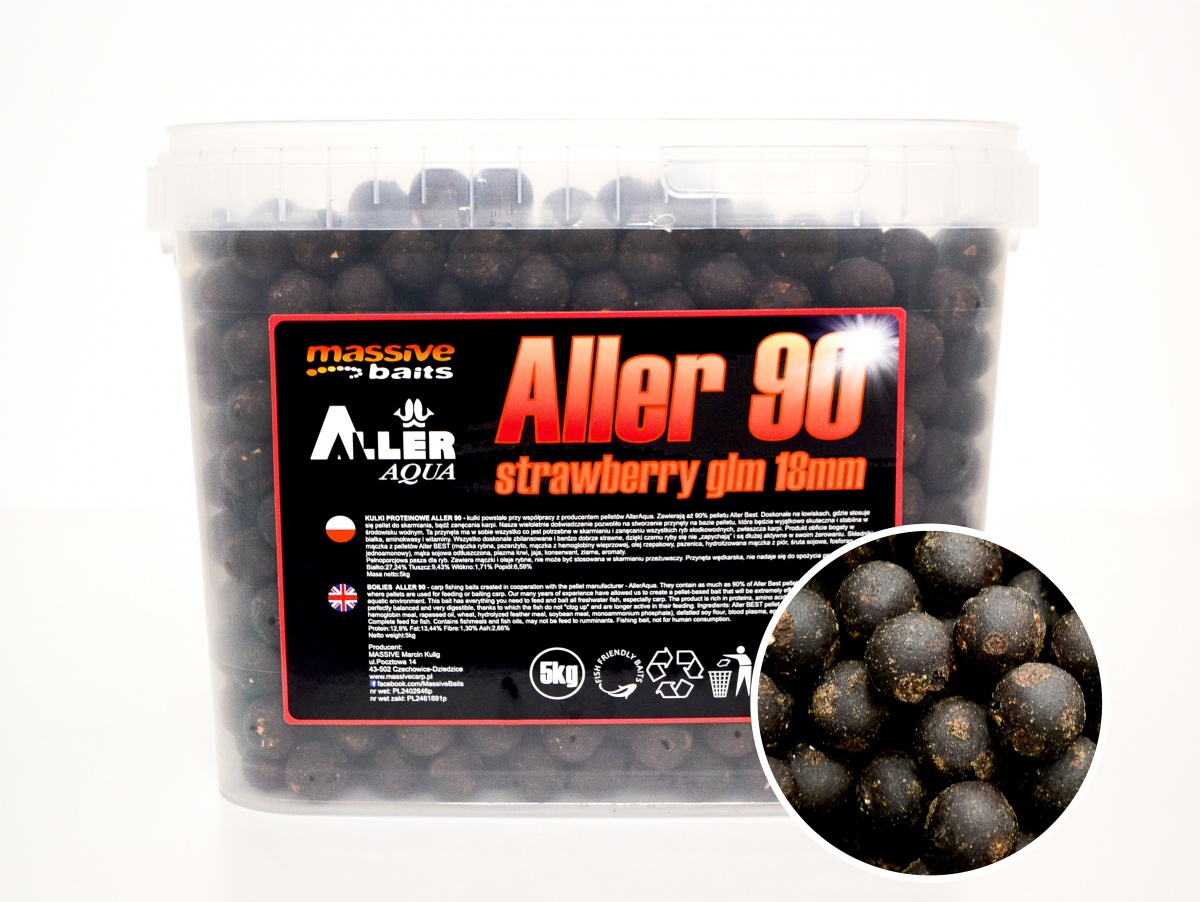 Massive Baits Aller 90 Strawberry GLM Boiliesrozmiar 24mm / 5kg - MPN: AL014 - EAN: 5901912663435