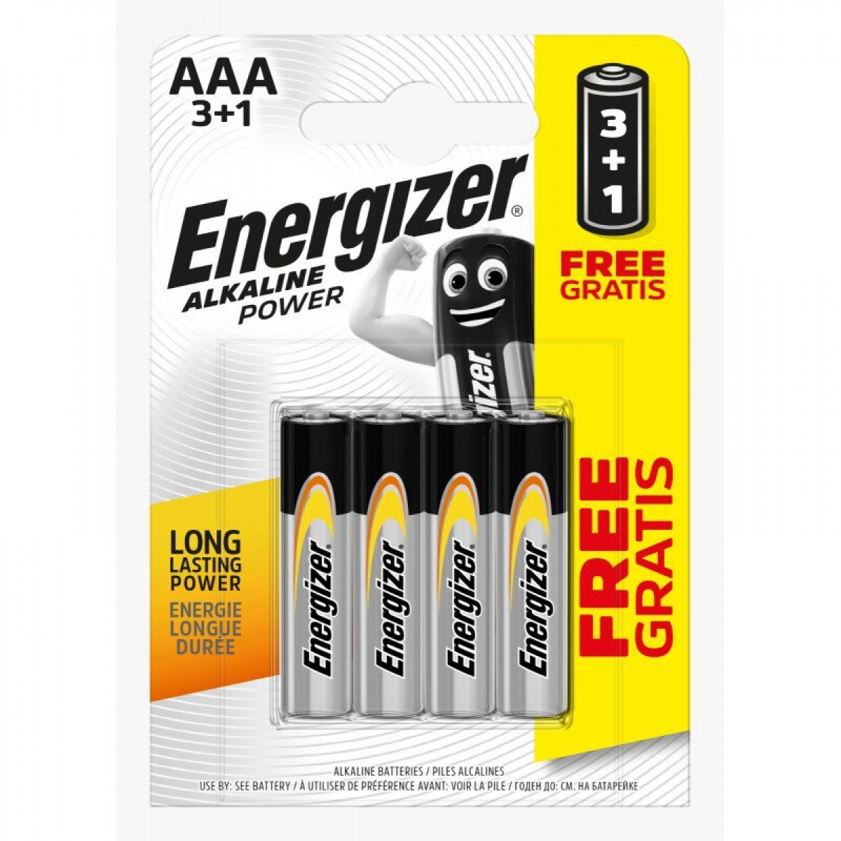 Energizer - Батарейки Alkaline Power AAA - блістер 4 шт. - EAN: 7638900302097