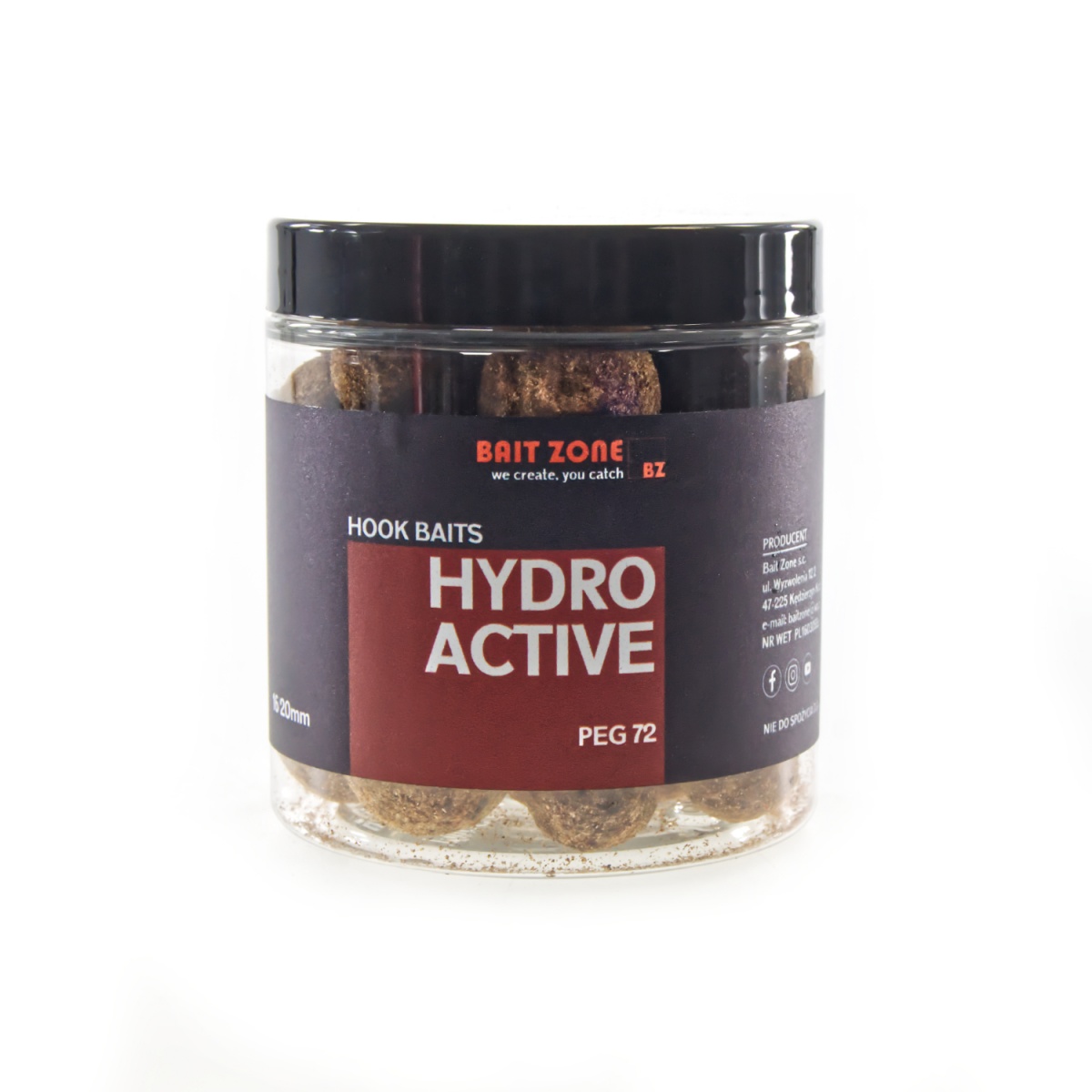 Bait Zone HYDRO-ACTIVE Hookbaits PEG 72rozmiar mix 16/20mm - MPN: BZHAPEG - EAN: 200000060220
