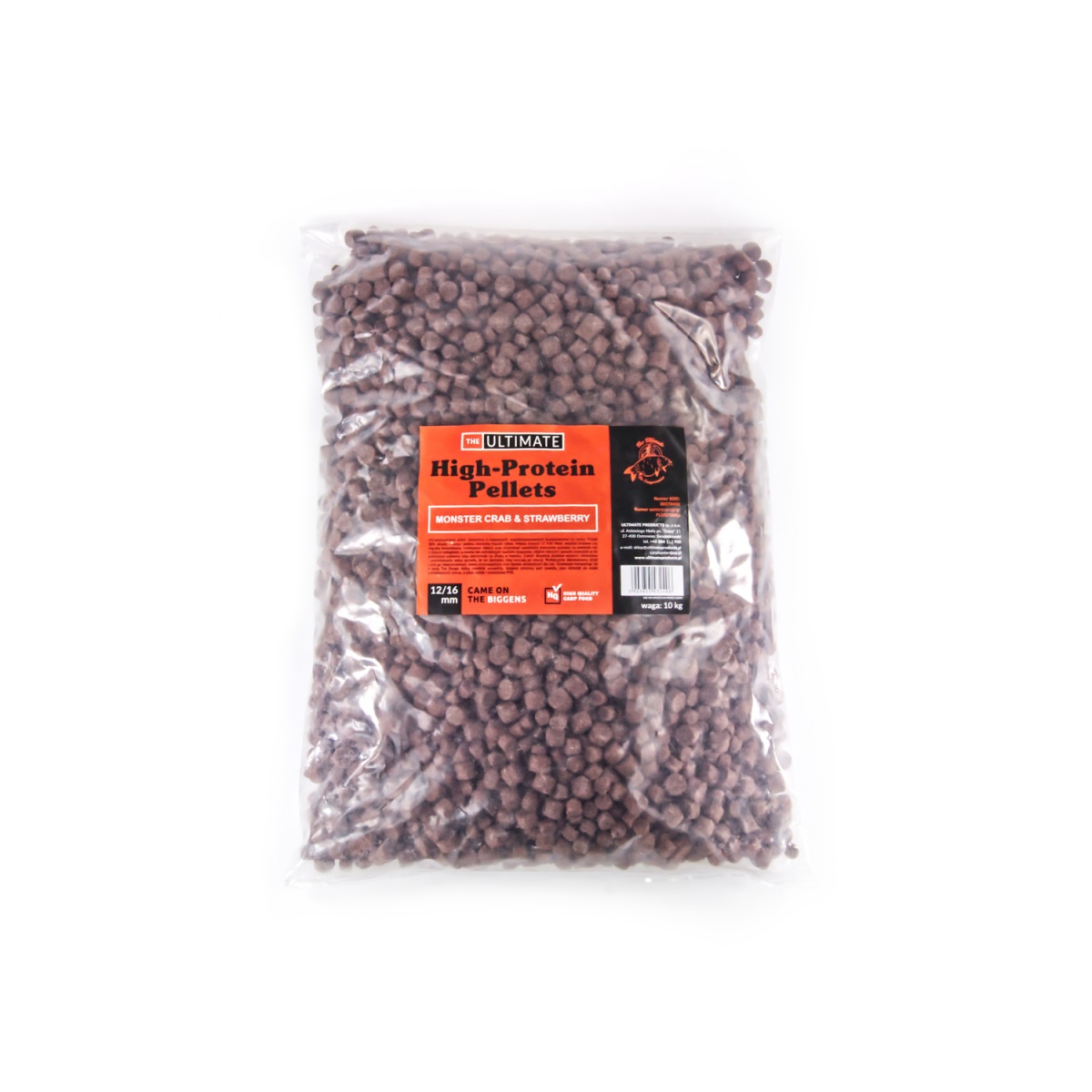 UltimateProducts High Protein Pellet - Monster Crab Strawberryrozmiar mix 12/16mm / 10kg - EAN: 5903855432406