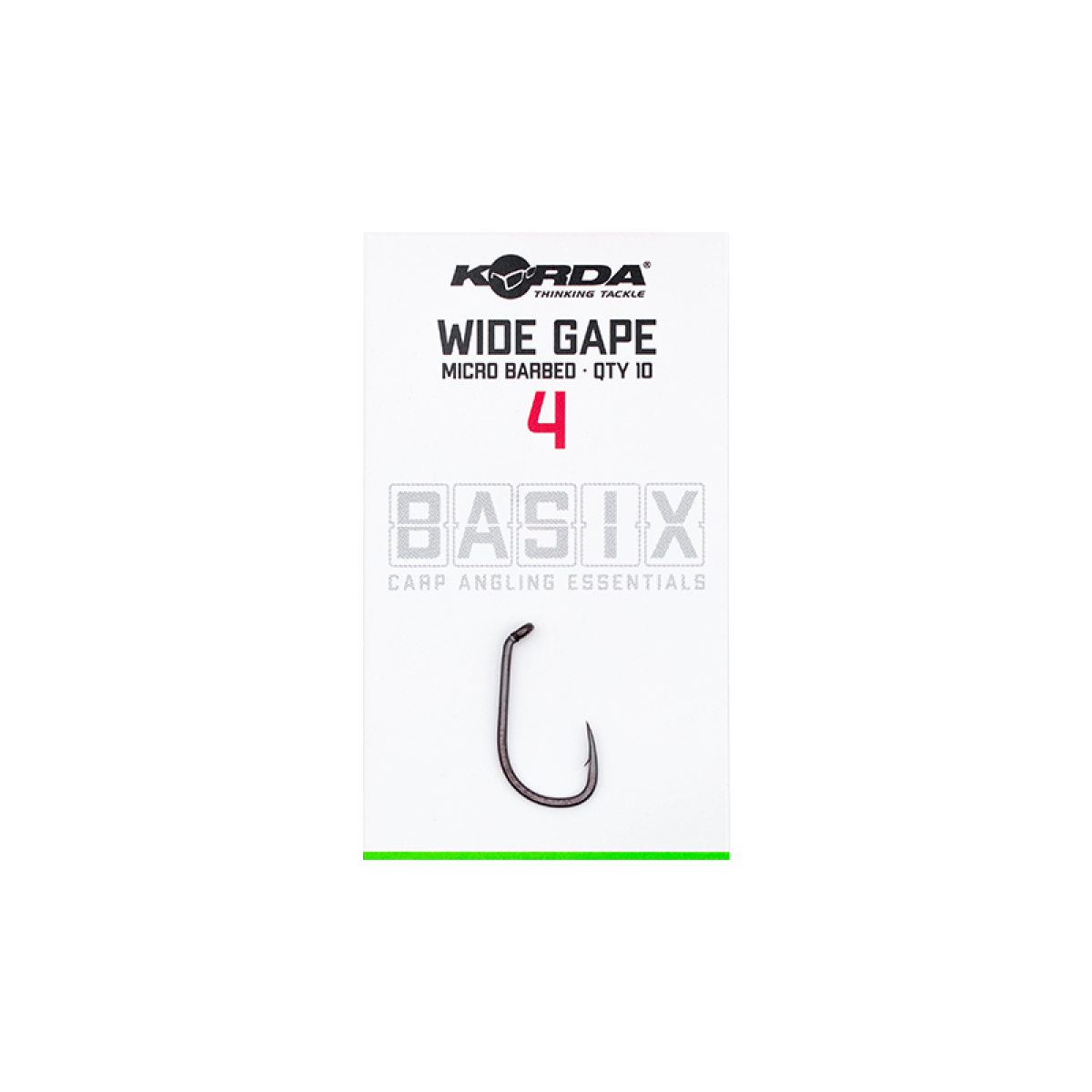 Korda Basix Wide Gape Hooksrozmiar 4 - MPN: KBX002 - EAN: 5060660633500