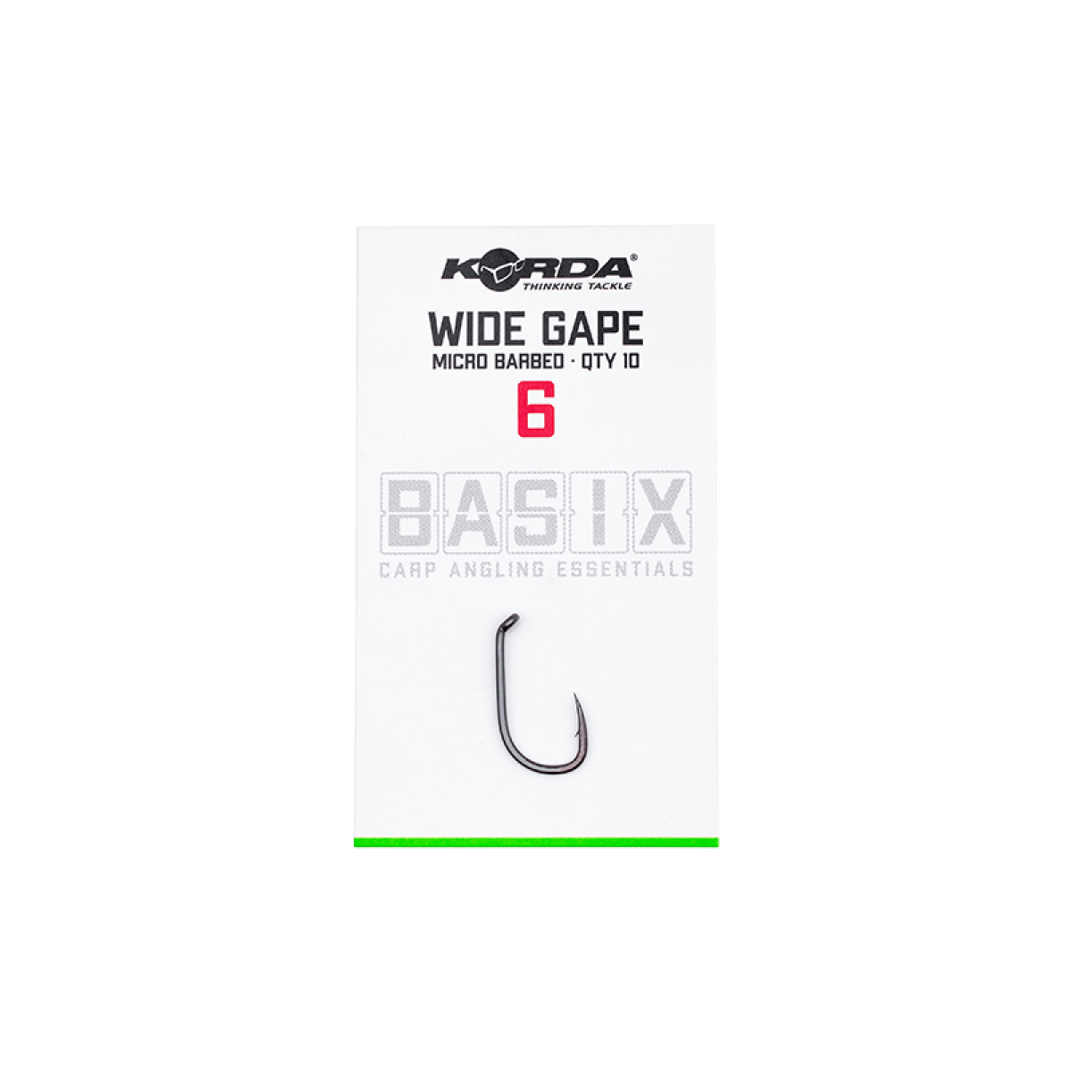 Korda Basix Wide Gape Hooksrozmiar 6 - MPN: KBX003 - EAN: 5060660633524