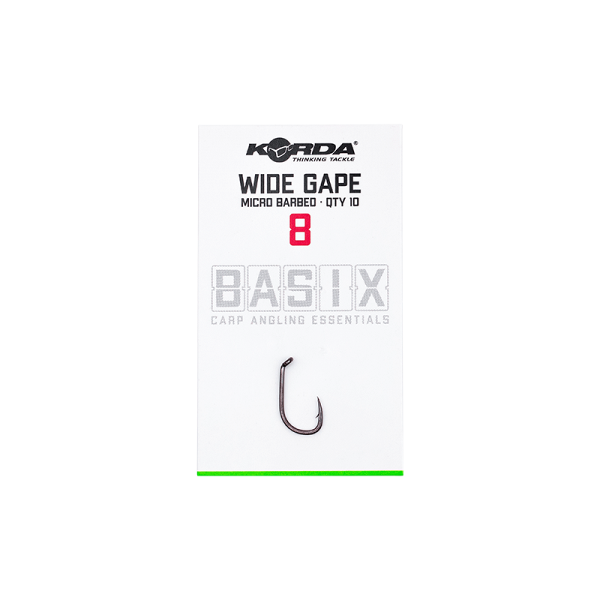 Korda Basix Wide Gape Hooksrozmiar 8 - MPN: KBX004 - EAN: 5060660633548