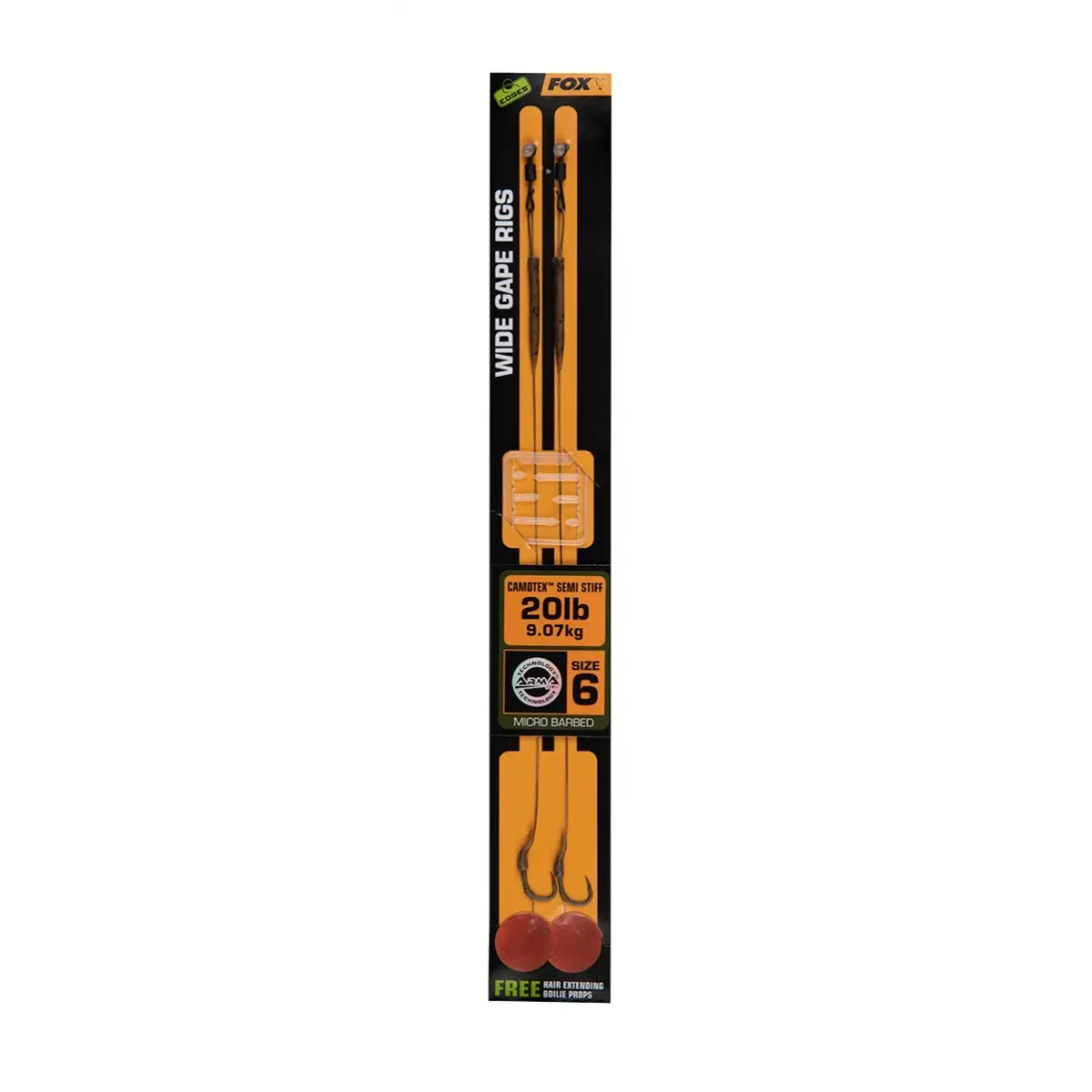 Fox Edges Wide Gape Camotex Semi Stiff Ready Rigsmărimea 6 (20lb) - MPN: CCR177 - EAN: 5056212147335