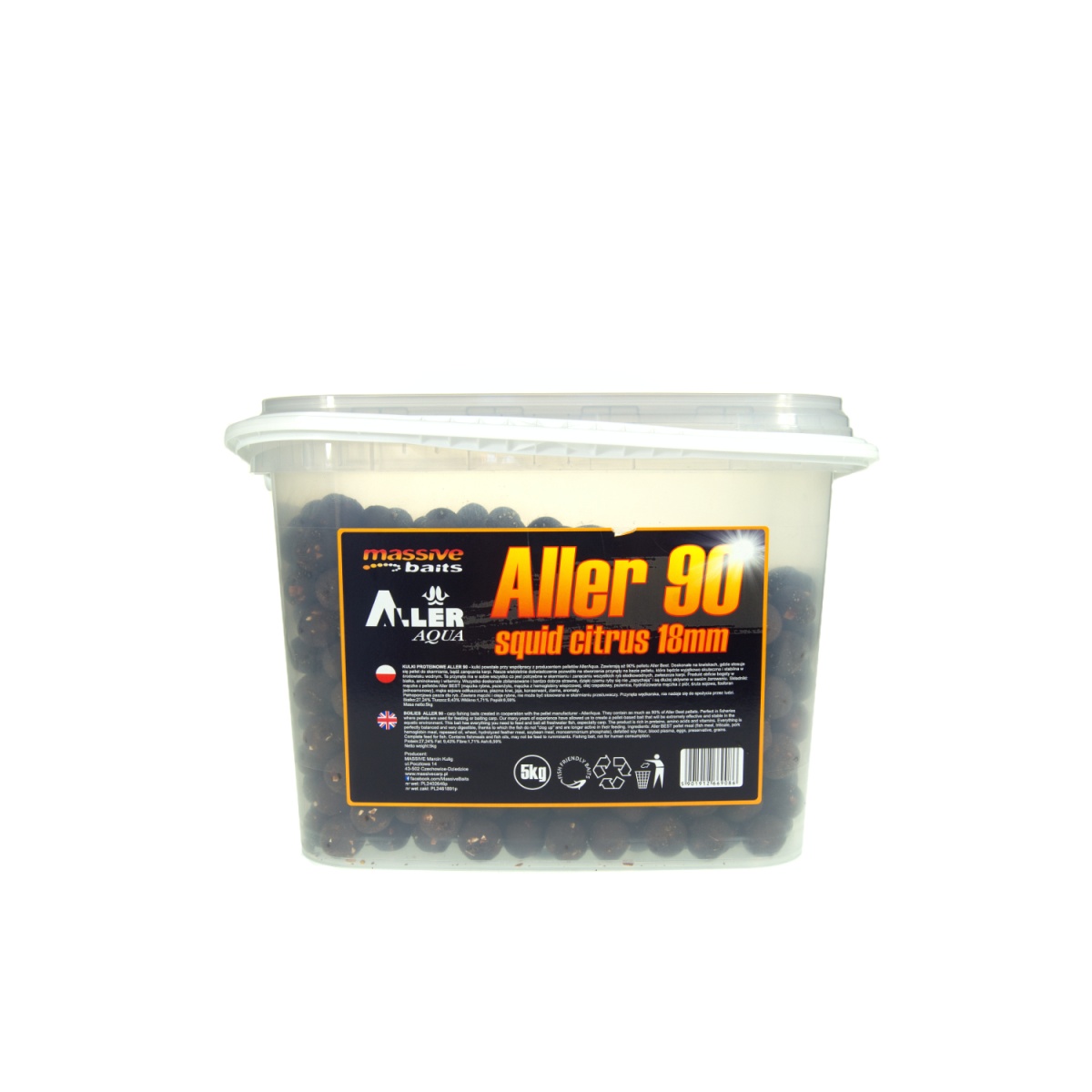 Massive Baits Aller 90 Squid Citrus Boiliesrozmiar 18mm / 5kg - MPN: AL002 - EAN: 5901912669086