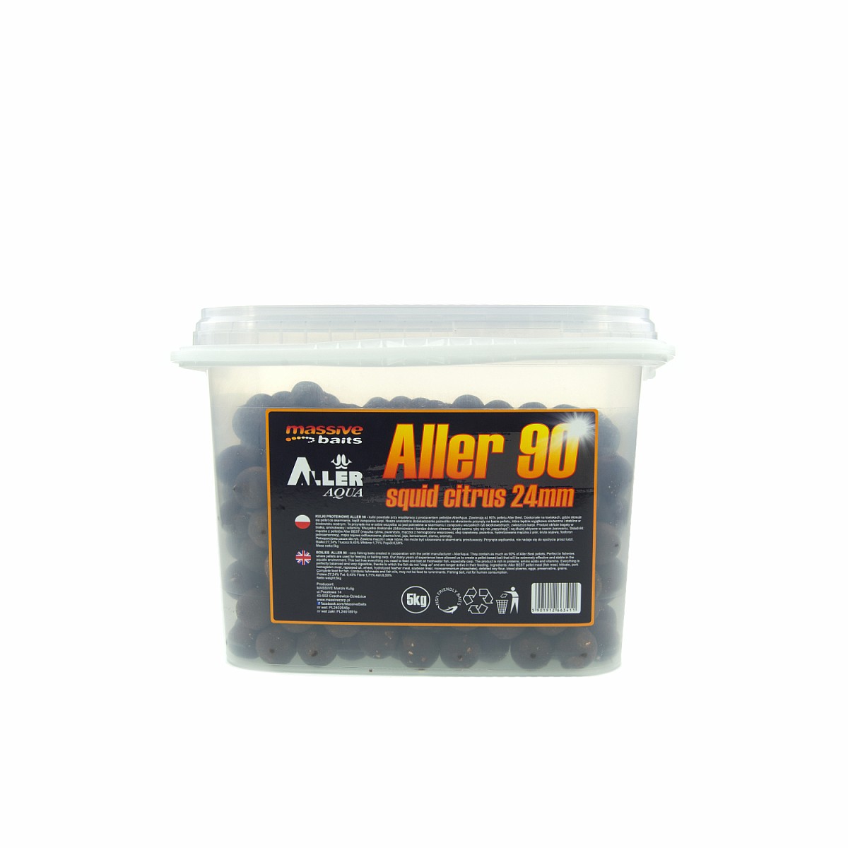 Massive Baits Aller 90 Squid Citrus Boiliesrozmiar 24mm / 5kg - MPN: AL012 - EAN: 5901912663411