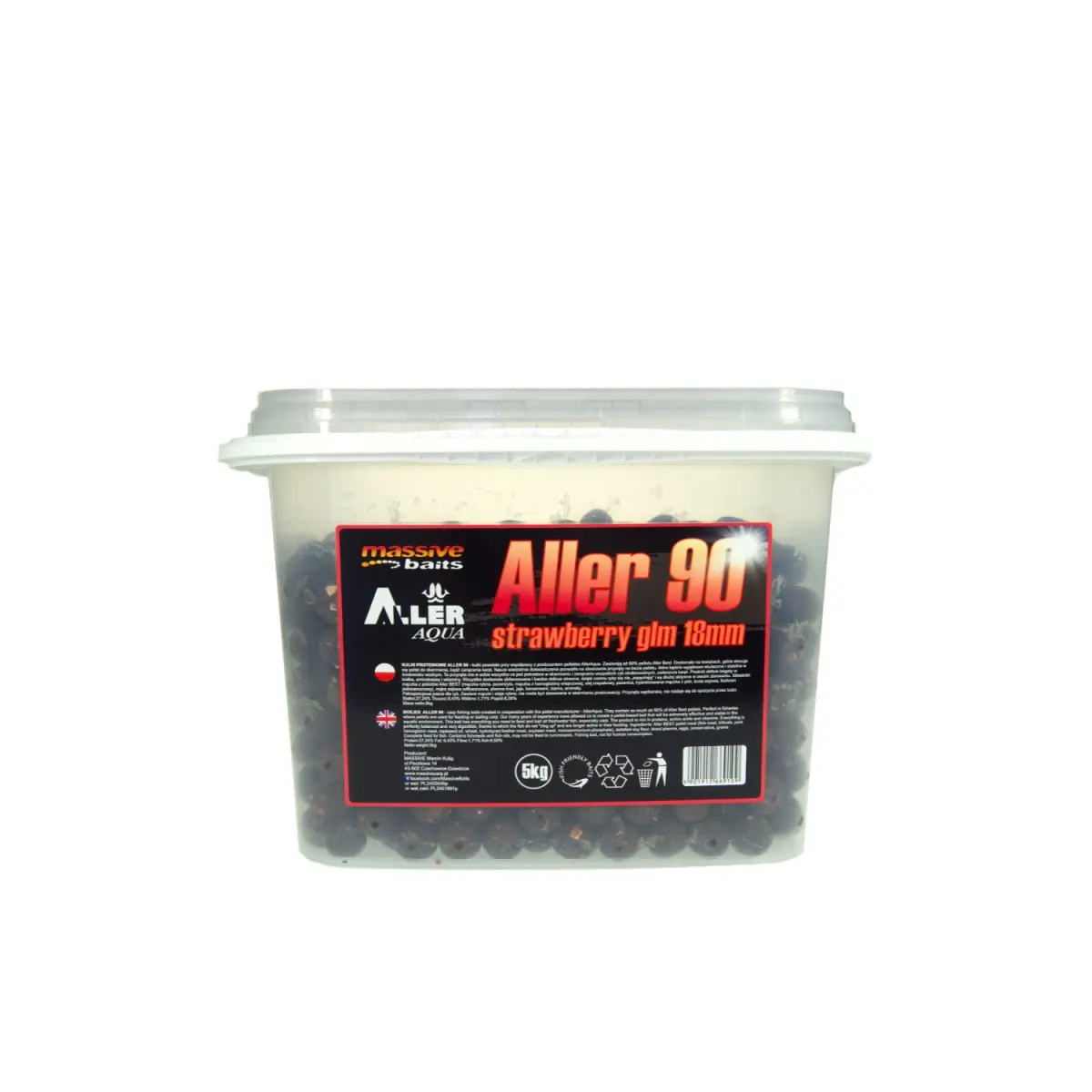 Massive Baits Aller 90 Strawberry GLM Boiliesmărimea 18mm / 5kg - MPN: AL004 - EAN: 5901912669109