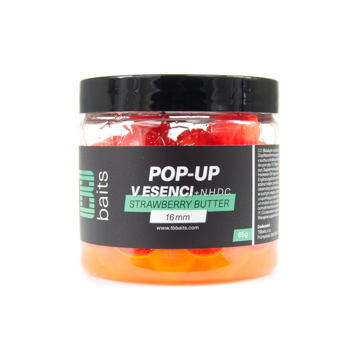 TB Baits Pop-Up Red Strawberry - Butter + NHDCrozmiar 16mm / 65g - MPN: TB00239 - EAN: 8596601002397