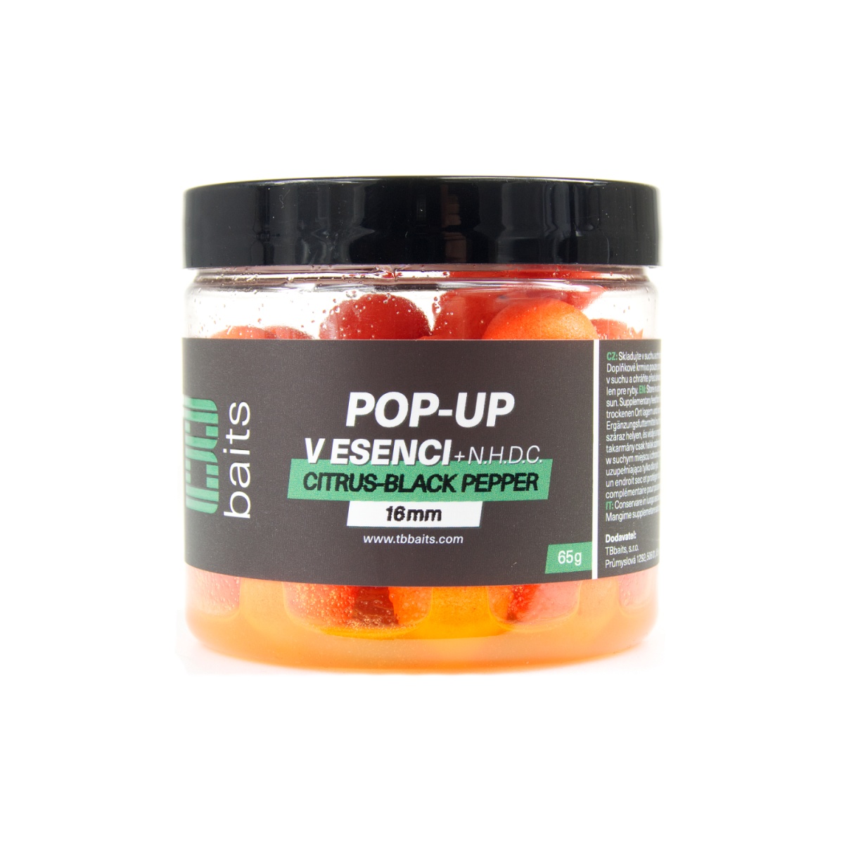 TB Baits Pop-Up Citrus - Black Pepper + NHDC rozmiar 16mm / 65g - MPN: TB00507 - EAN: 8596601005077