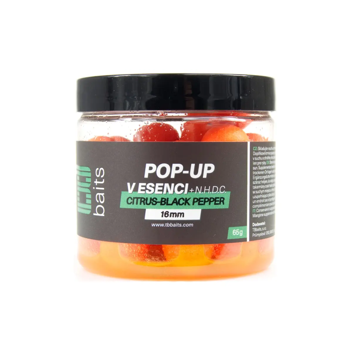 TB Baits Pop-Up Citrus - Black Pepper + NHDC mărimea 16mm / 65g - MPN: TB00507 - EAN: 8596601005077