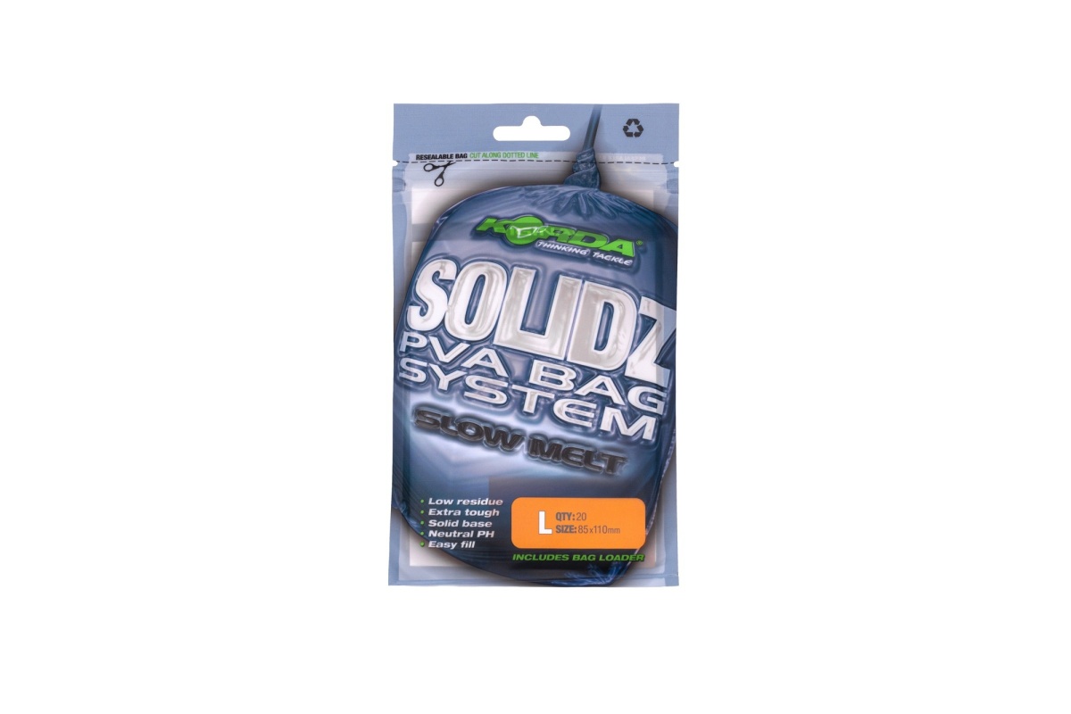 Korda Solidz Slow Melt PVA Bags - Largerozmiar Large (85mm x 110mm) - MPN: KPVA8 - EAN: 5060929022281