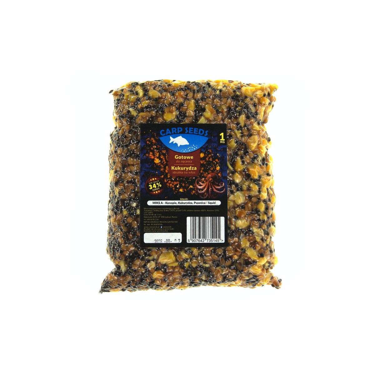 Carp Seeds Mix - Konopie, Pszenica, Kukurydza - Squidopakowanie 1kg - EAN: 5907642735145