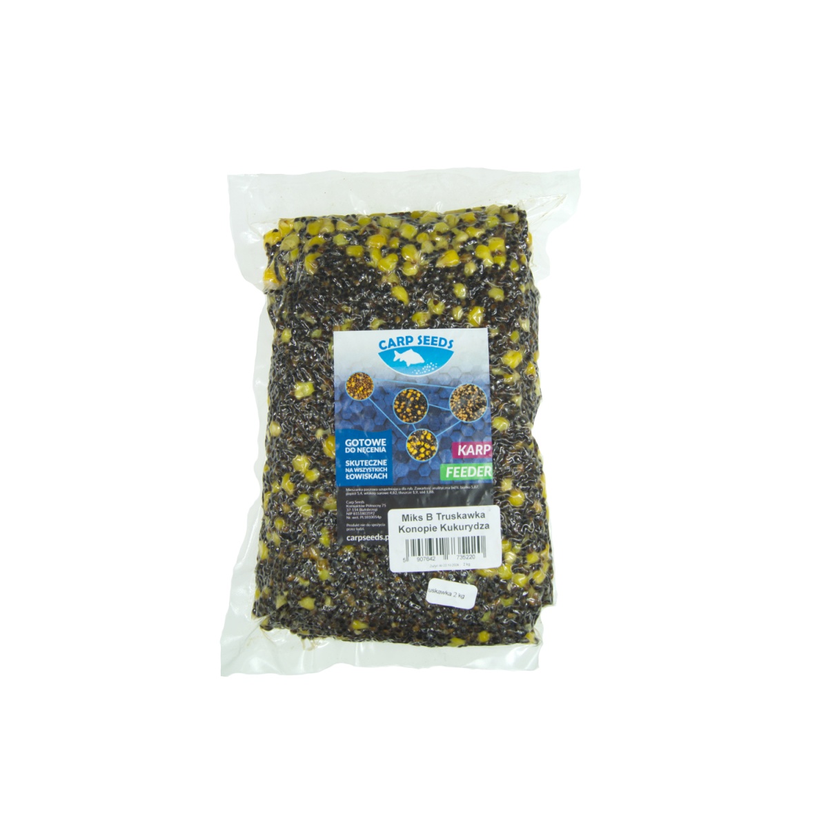 Carp Seeds Mix - Konopie, Kukurydza - Truskawkaopakowanie 2kg - EAN: 5907642735220