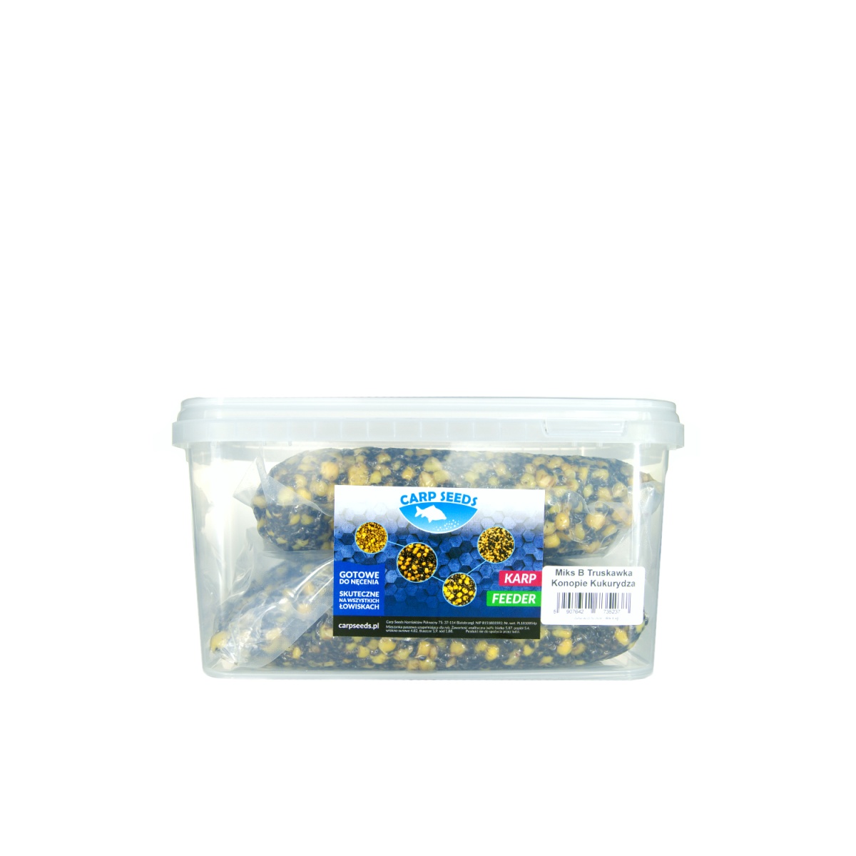 Carp Seeds Mix - Konopie, Kukurydza - Truskawkaopakowanie 4kg (Box) - EAN: 5907642735237