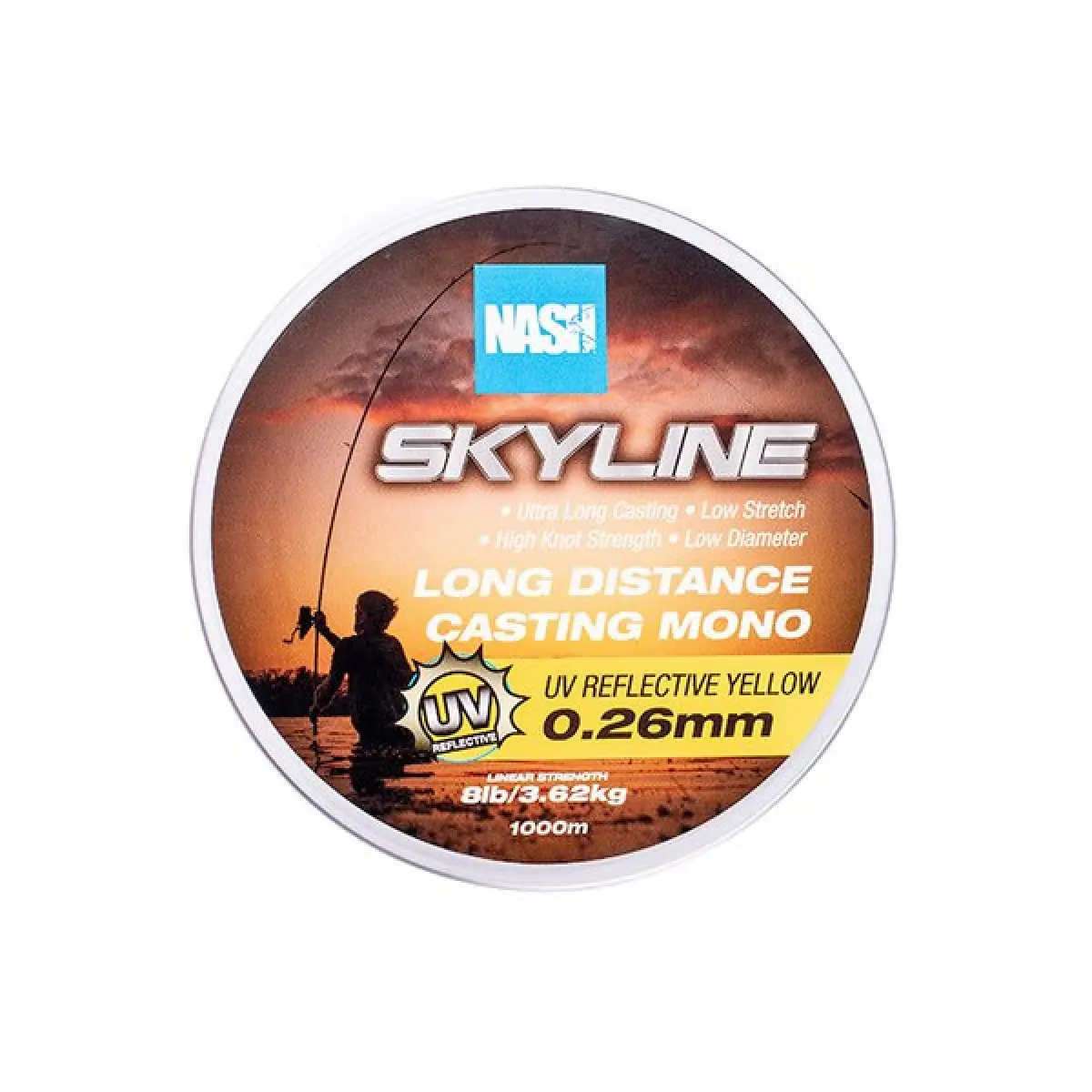 Nash Skyline Mono UV Yellowmisurare 0,26mm (8lb) / 1000m - MPN: T6039 - EAN: 5055108960393