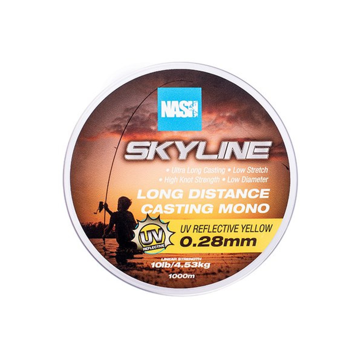 Nash Skyline Mono UV Yellowrozmiar 0.28mm (10lb) / 1000m - MPN: T6040 - EAN: 5055108960409
