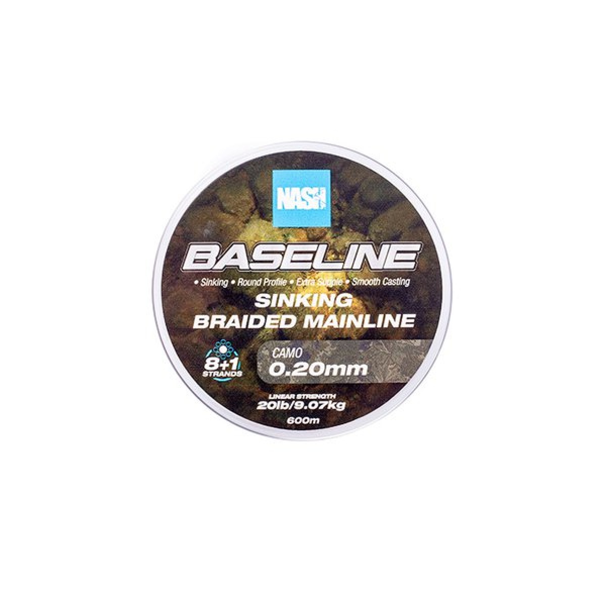Nash Baseline Sinking Braid CAMOrozmiar 0.20mm (20lb) / 600m - MPN: T6000 - EAN: 5055108960003