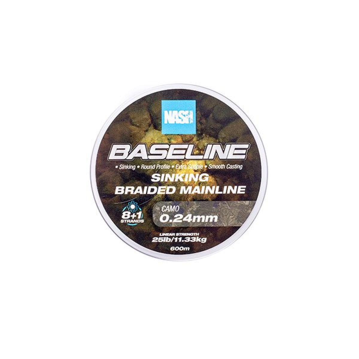 Nash Baseline Sinking Braid CAMOrozmiar 0.25mm (25lb) / 600m - MPN: T6001 - EAN: 5055108960010