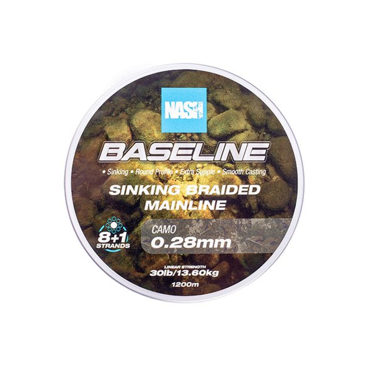 Nash Baseline Sinking Braid CAMOrozmiar 0.28mm (30lb) / 1200m - MPN: T6006 - EAN: 5055108960065