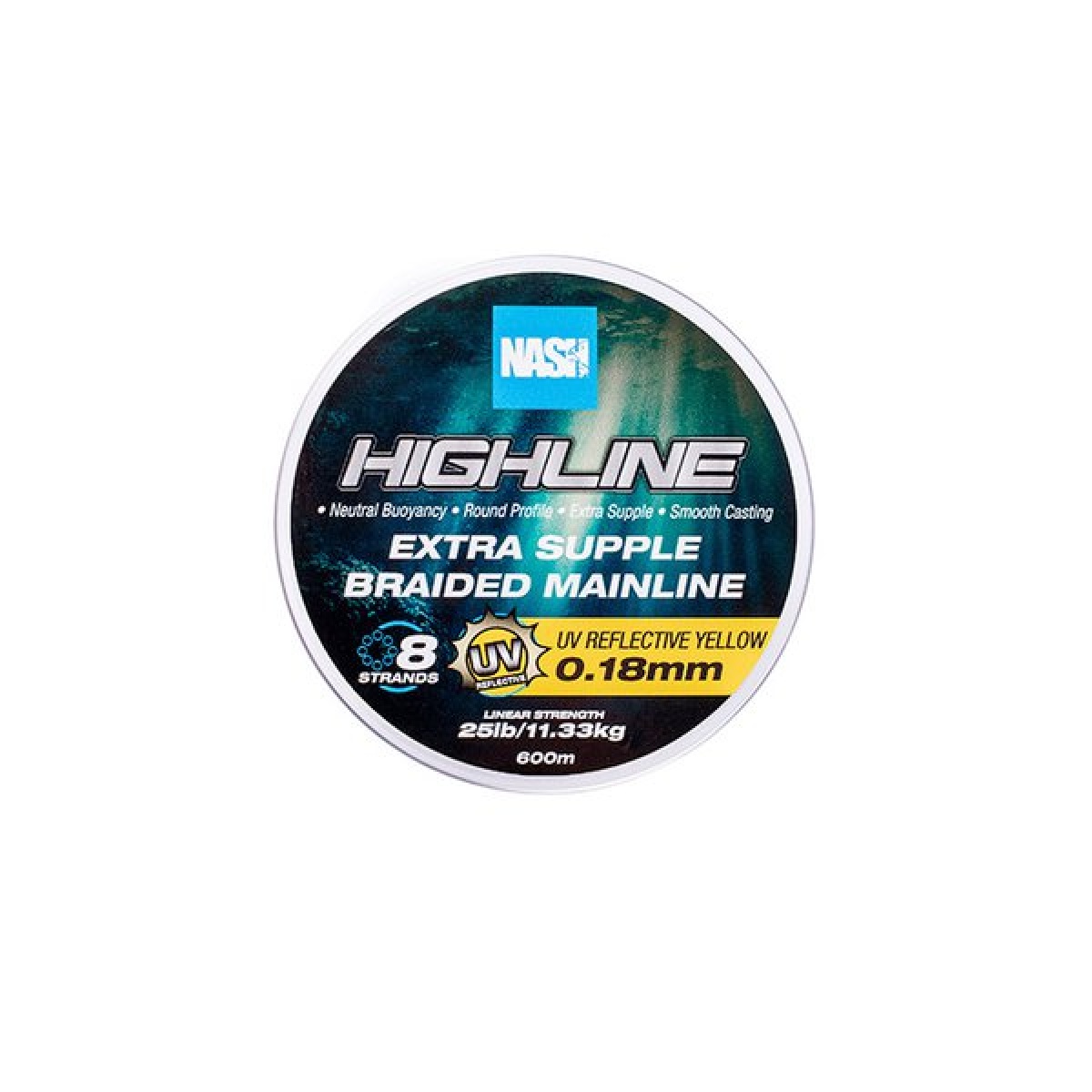 Nash Highline Floating Braid UV Yellow rozmiar 0.18mm / 600m - MPN: T6027 - EAN: 5055108960270