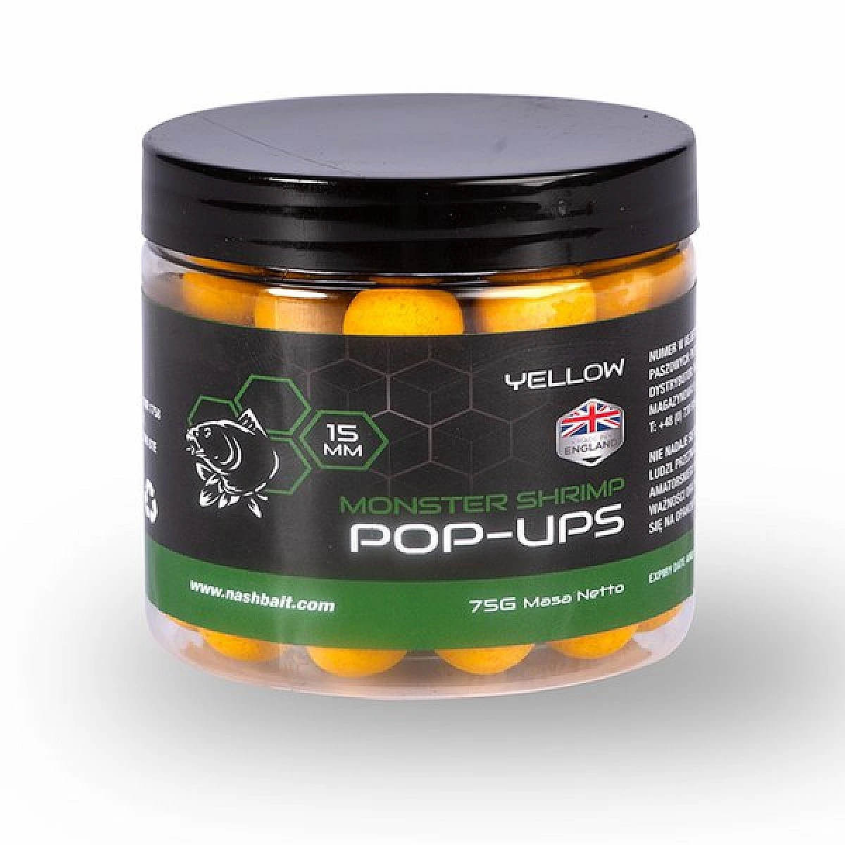 Nash Monster Shrimp Pop Up - Yellow  15mm / 75gtaille 15mm / 75g - MPN: B6531 - EAN: 5055108865315