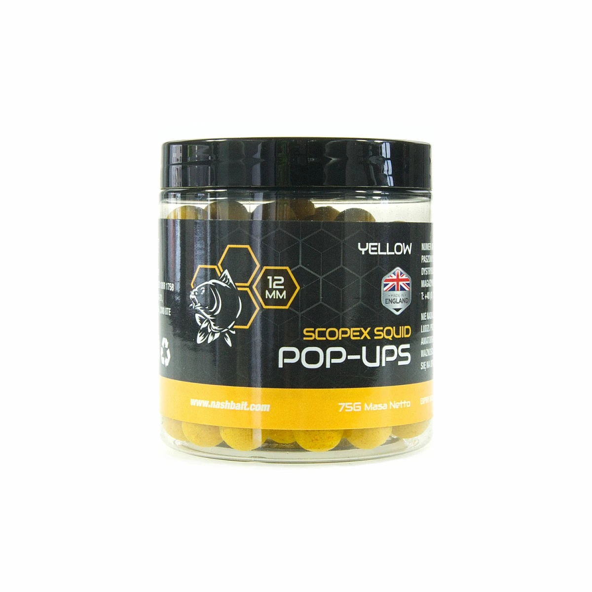 Nash Scopex Squid Pop Up - Yellowmărimea 12mm/ 75g - MPN: B6330 - EAN: 5055108863304
