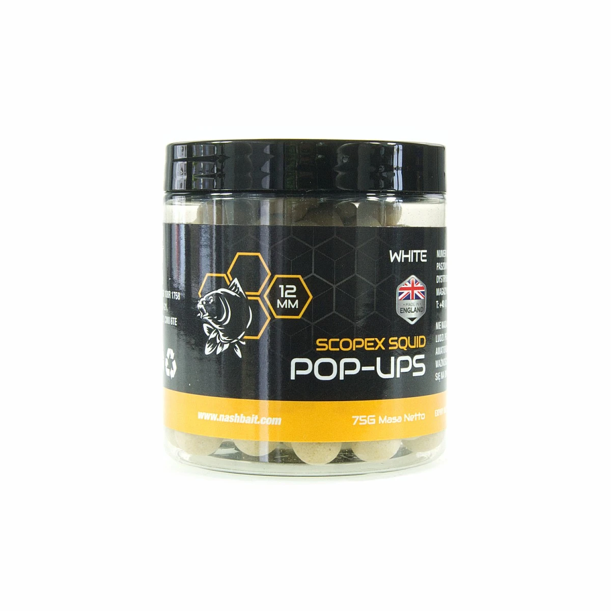 Nash Scopex Squid Pop Up - Whitemărimea 12mm/ 75g - MPN: B6335 - EAN: 5055108863359