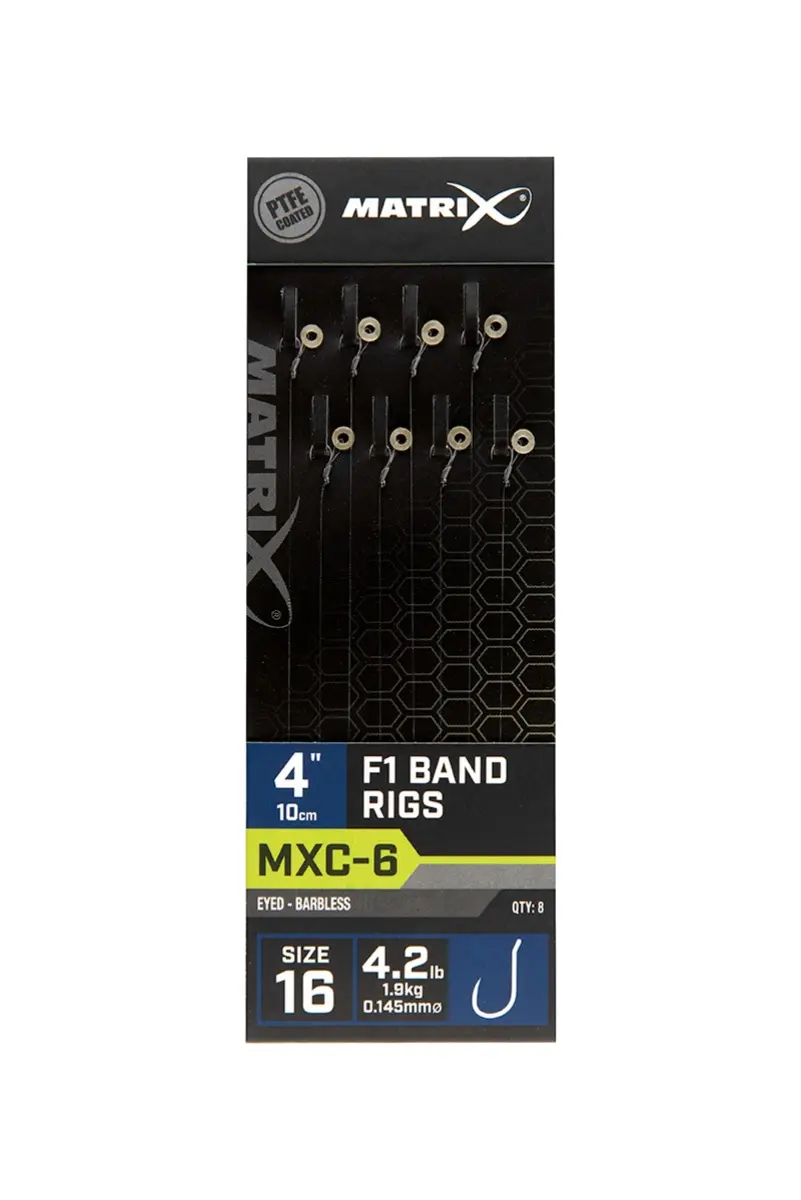 Matrix MXC-6 Barbless F1 Band Rigs - 10cmmărimea 16/0.145mm - MPN: GRR086 - EAN: 5056212160594
