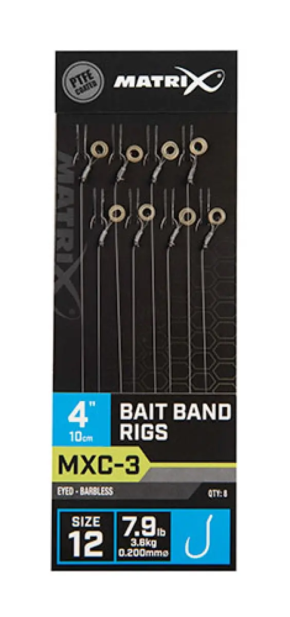 Matrix MXC-3 Barbless Bait Bands Rigs - 10cmmisurare 12/0.20mm - MPN: GRR056 - EAN: 5056212130986