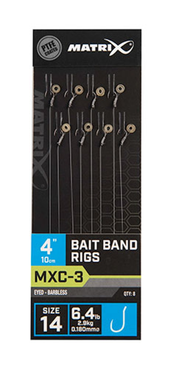 Matrix MXC-3 Barbless Bait Bands Rigs - 10cmrozmiar 14/0.18mm - MPN: GRR055 - EAN: 5056212130979