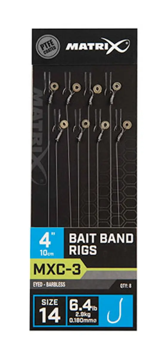 Matrix MXC-3 Barbless Bait Bands Rigs - 10cmmisurare 14/0.18mm - MPN: GRR055 - EAN: 5056212130979