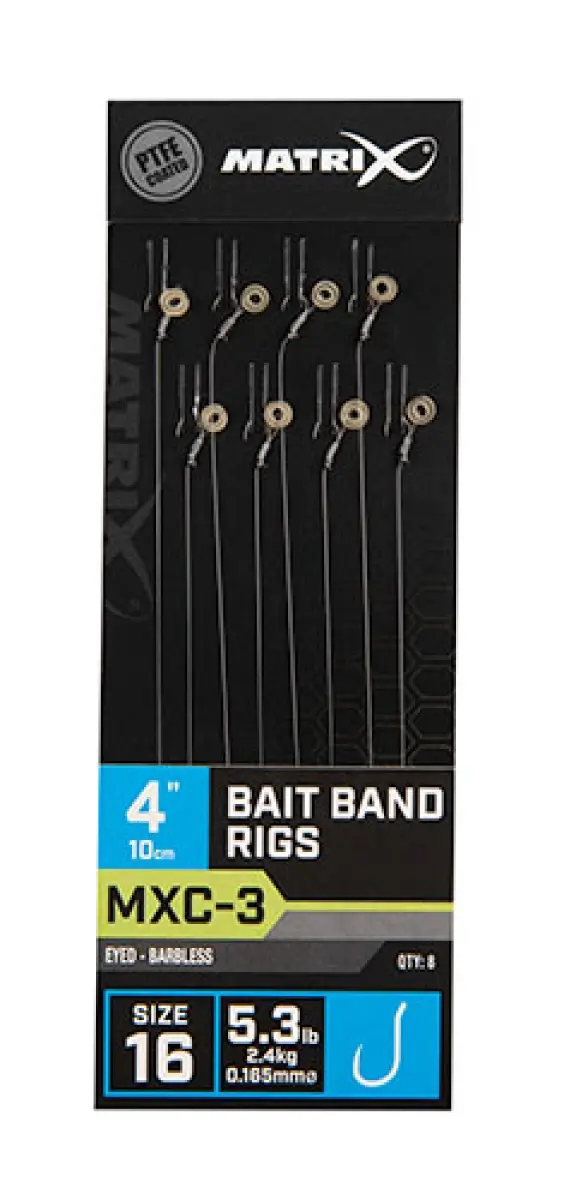 Matrix MXC-3 Barbless Bait Bands Rigs - 10cmmisurare 16/0.165mm - MPN: GRR054 - EAN: 5056212130962