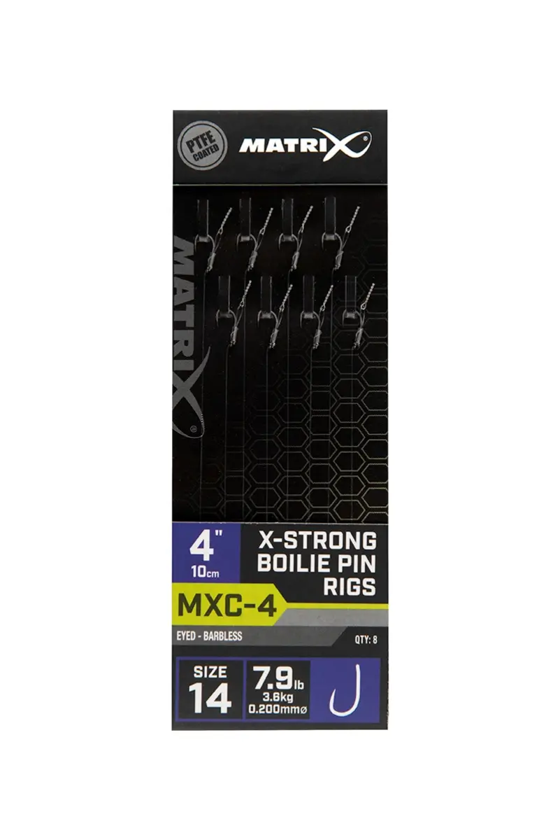 Matrix MXC-4 Barbless X-Strong Boilie Pin Rigs - 10cmmărimea 14/0.20mm - MPN: GRR077 - EAN: 5056212160501