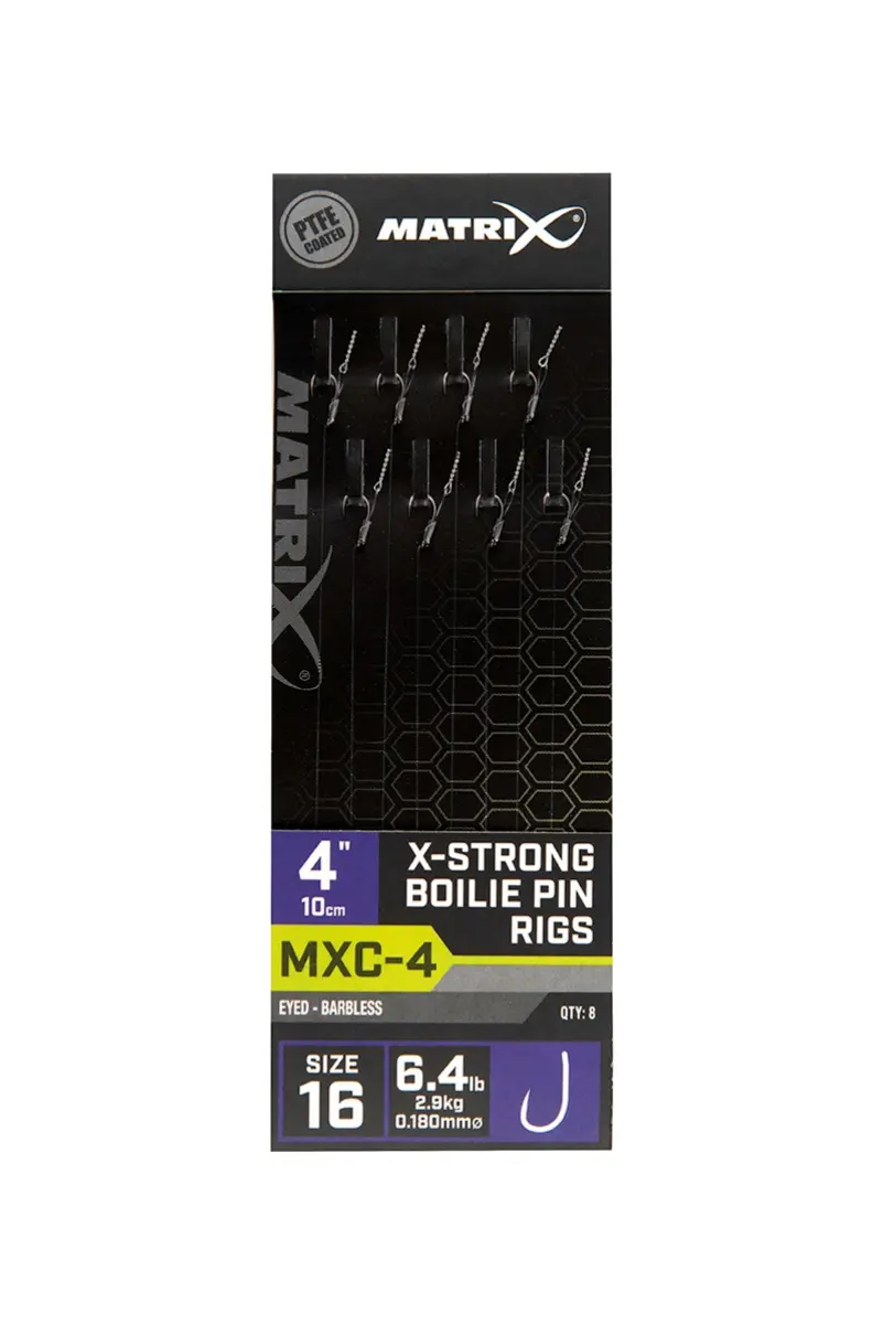 Matrix MXC-4 Barbless X-Strong Boilie Pin Rigs - 10cmmărimea 16/0.18mm - MPN: GRR076 - EAN: 5056212160495