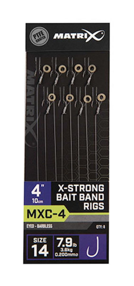 Matrix MXC-4 Barbless X-Strong Bait Bands Rigs - 10cmrozmiar 14/0.20mm - MPN: GRR067 - EAN: 5056212131099