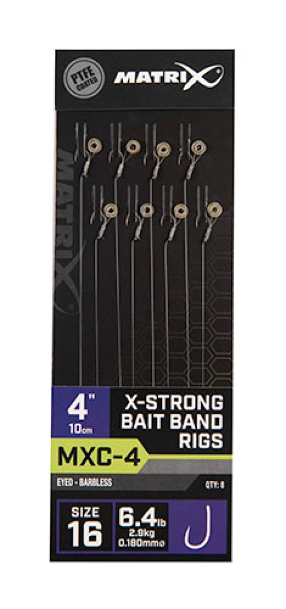 Matrix MXC-4 Barbless X-Strong Bait Bands Rigs - 10cmrozmiar 16/0.18mm - MPN: GRR066 - EAN: 5056212131082