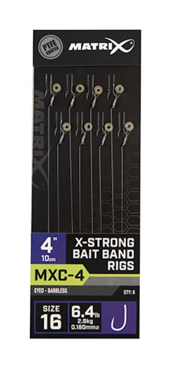 Matrix MXC-4 Barbless X-Strong Bait Bands Rigs - 10cmmisurare 16/0.18mm - MPN: GRR066 - EAN: 5056212131082