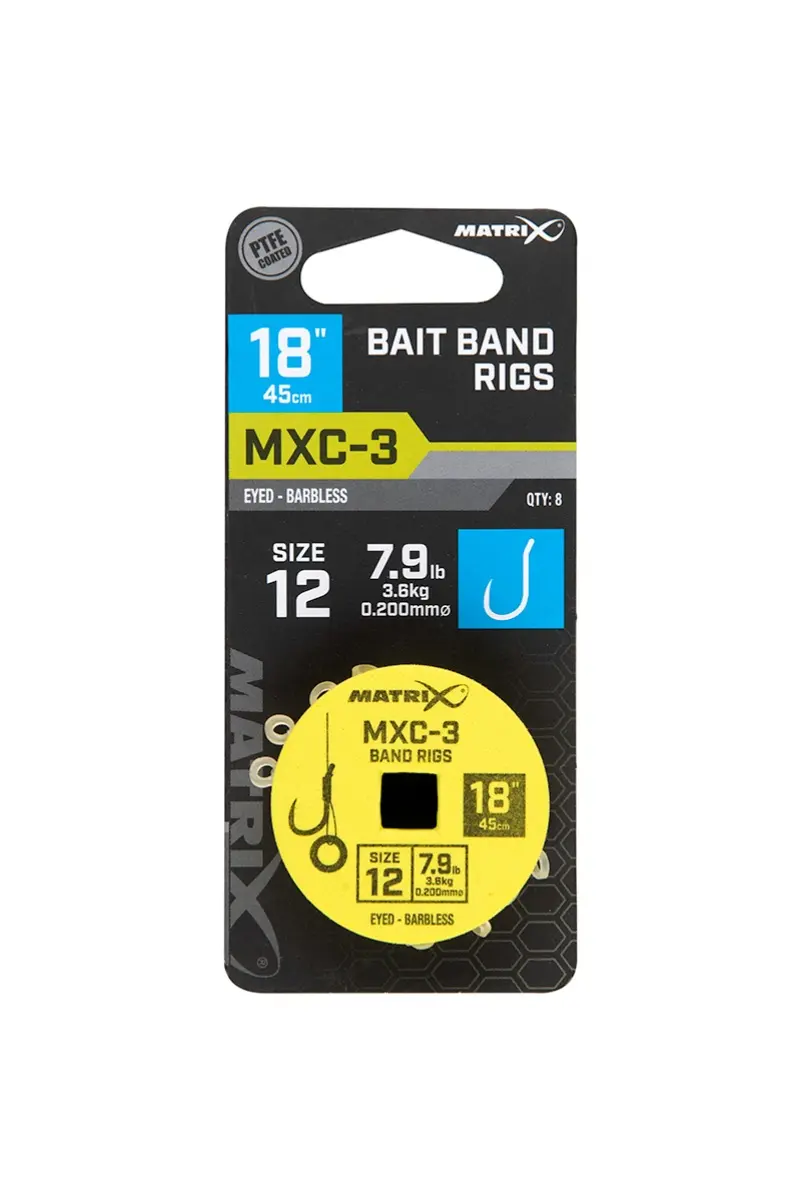 Matrix MXC-3 Barbless Bait Band Rigs - 45cmmărimea 12/0.20mm - MPN: GRR093 - EAN: 5056212160662