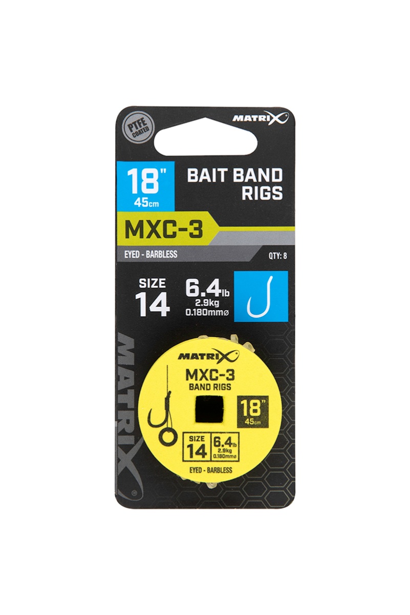 Matrix MXC-3 Barbless Bait Band Rigs - 45cmrozmiar 14/0.18mm - MPN: GRR092 - EAN: 5056212160655
