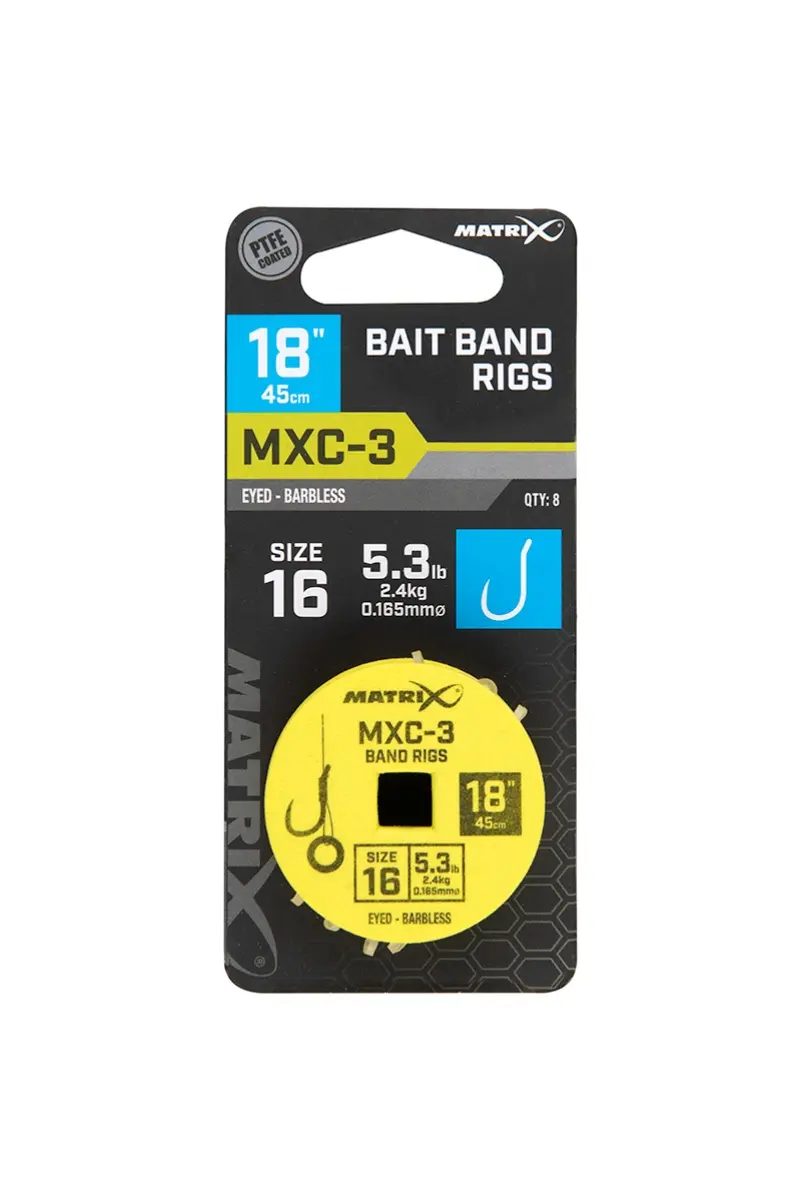Matrix MXC-3 Barbless Bait Band Rigs - 45cmmărimea 16/0.165mm - MPN: GRR091 - EAN: 5056212160648