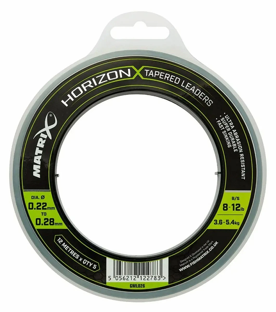 Matrix Horizon X Tapered Shock Leaders - 12mtip 0.22-0.28mm/8lb-12lb/3.6-5.4kg - MPN: GML026 - EAN: 5056212122783
