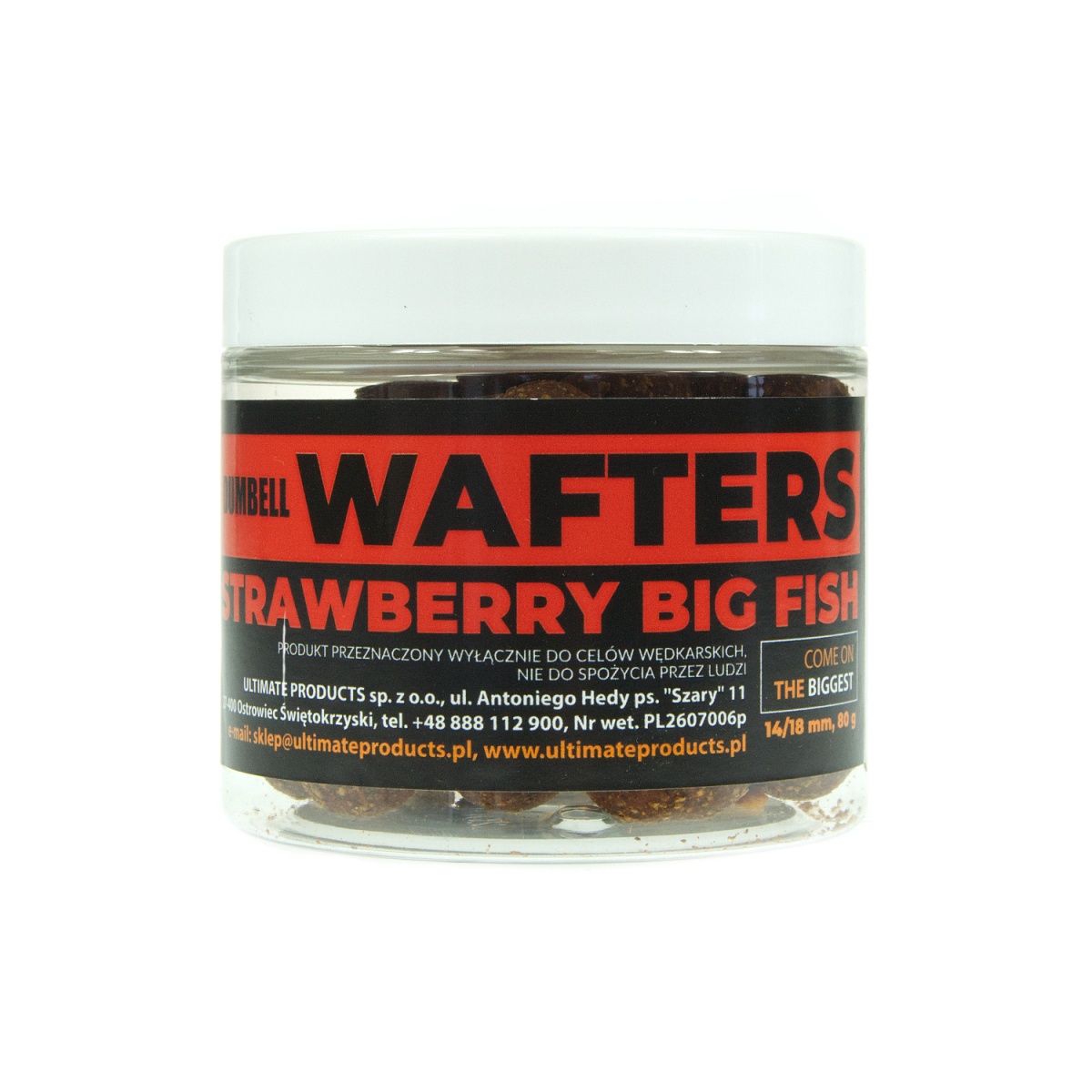 UltimateProducts Top Range Wafters - Strawberry Big Fishrozmiar dumbell 14/18mm - EAN: 5903855434417